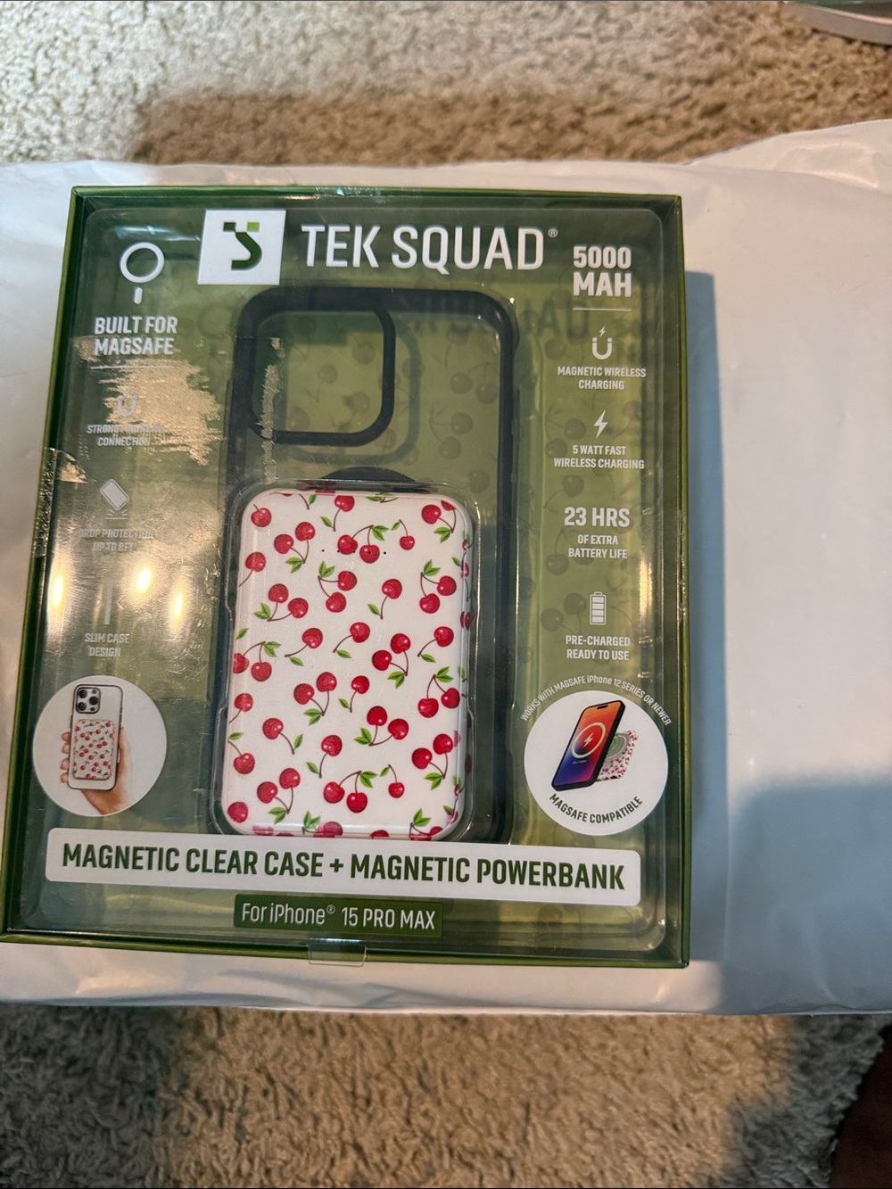 Magnetic clear case and magnetic powerbank for iPhone 15 Pro Max